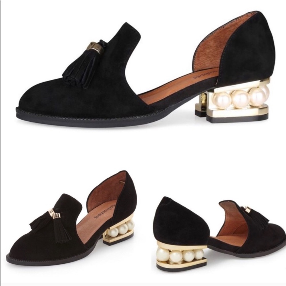 Jeffrey Campbell Civil Pearl Heeled Black Loafers